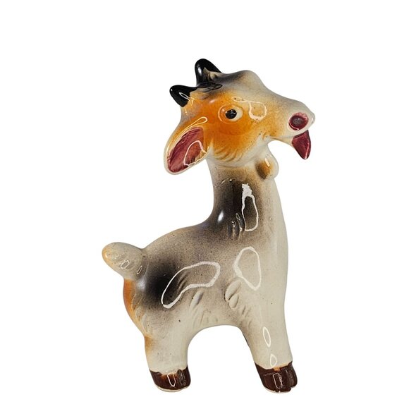 Vintage Ceramic Goat Figurine Made In Japan Funny Kitsch Quirky Long Neck - Picture 1 of 8